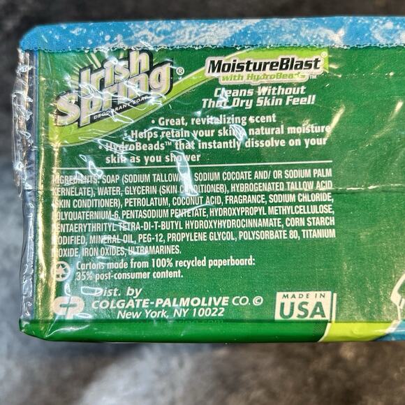 5 Bars IRISH SPRING Moisture Blast Hydro Bead Soap No Flaxseed‎ 3.2 & 4 oz - Picture 7 of 7